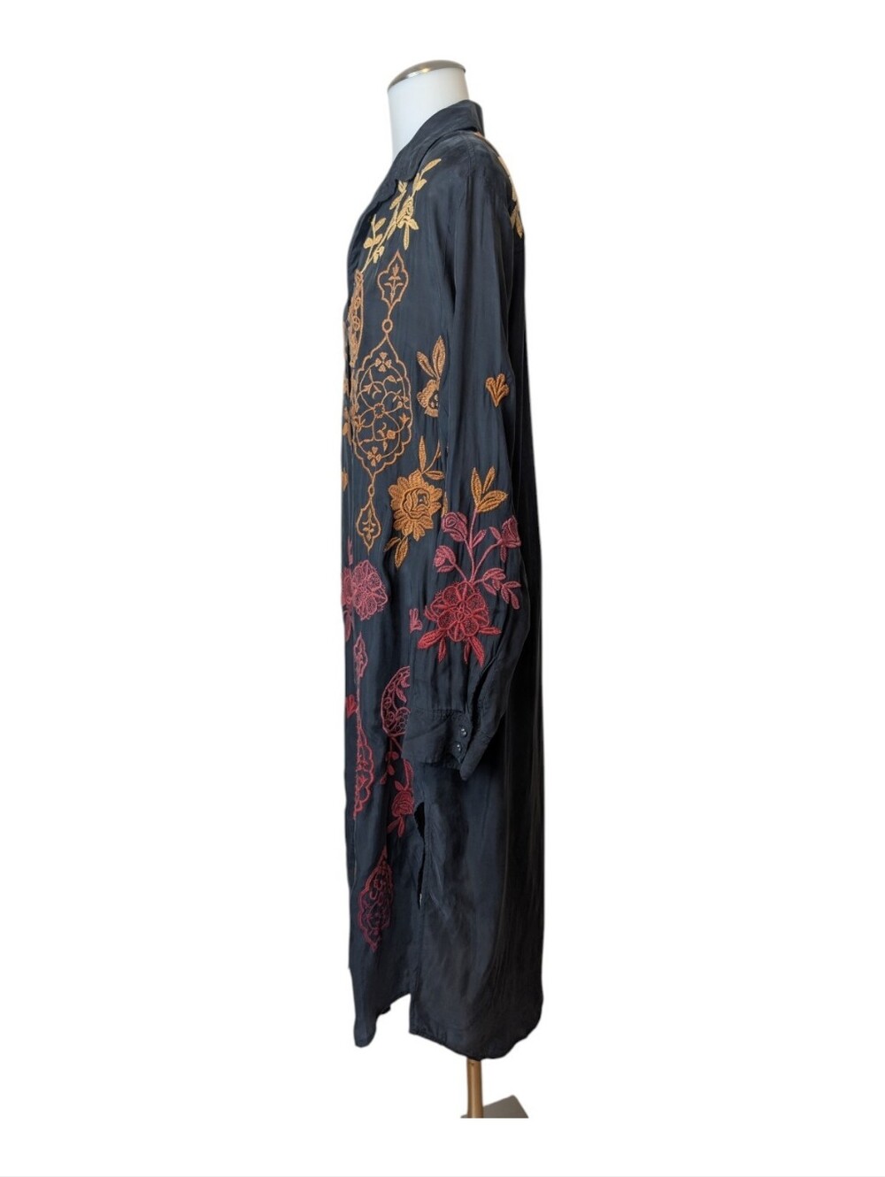 Johnny Was Kiana Relaxed Overshirt Dress Embroidery Button Up Size Small - Picture 7 of 11